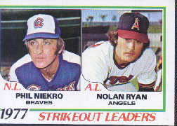 1978 Topps Baseball Cards      206     Phil Niekro/Nolan Ryan LL DP